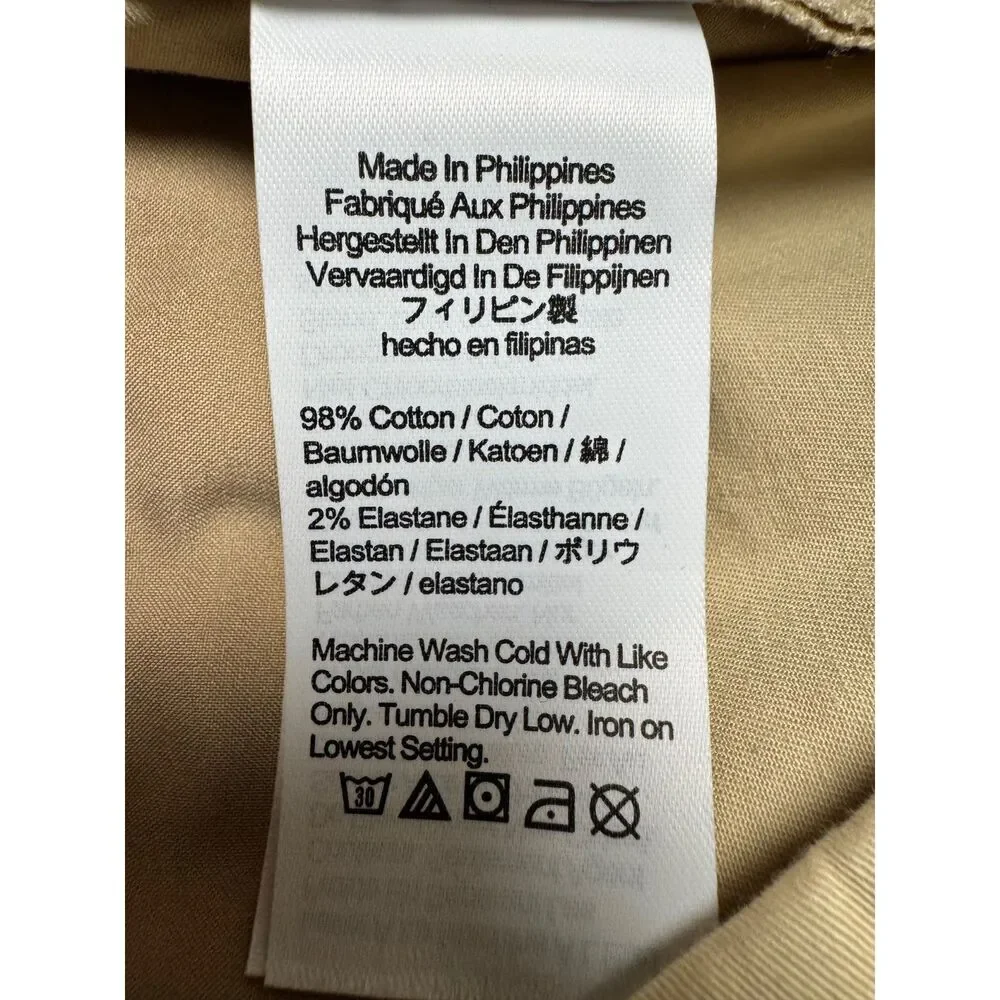 J. CREW Kate Straight Leg Pant, Tan, Cotton Blend, Flat Front, Sz 12 Tall